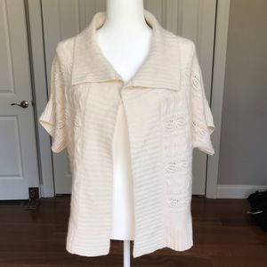 Neiman Marcus Vintage Cashmere Open Front Cardigan Short/Flutter Sleeves